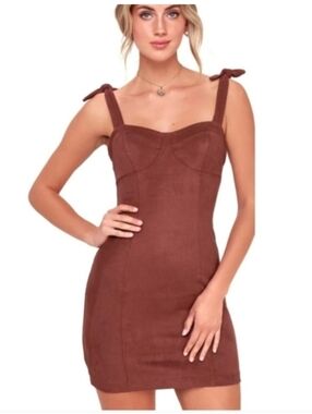 NWT Free People Brown Tie-Shoulder Dress